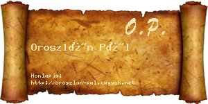 Oroszlán Pál névjegykártya
